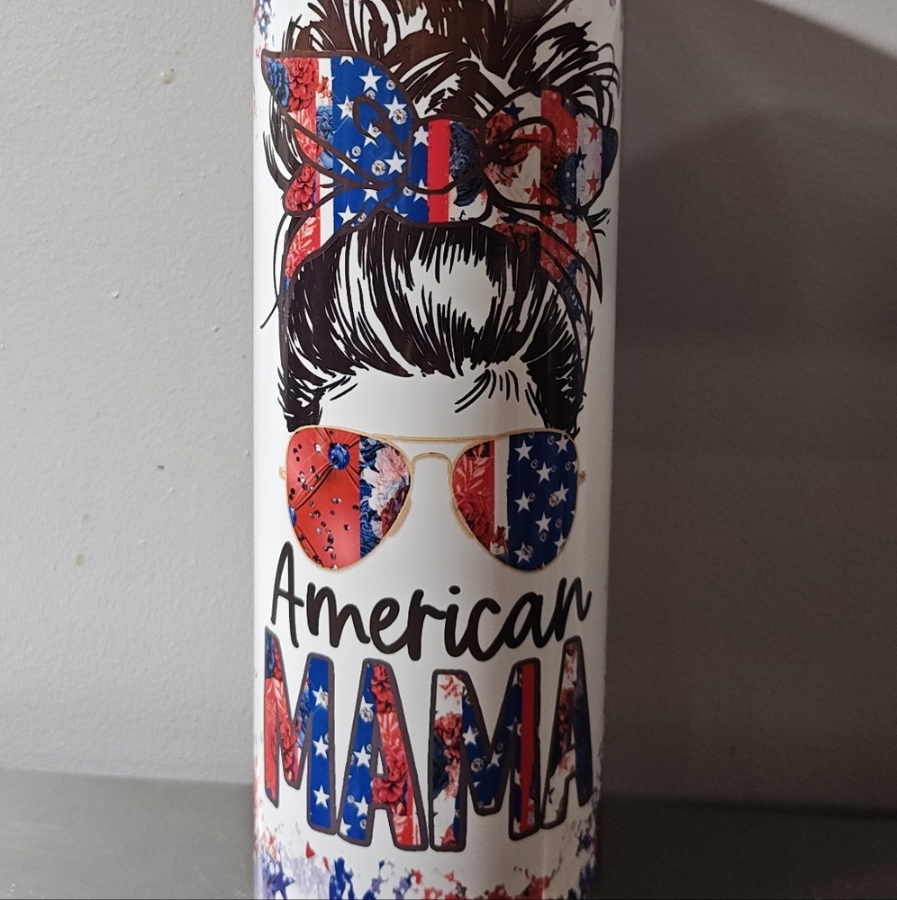 American Momma Tumbler with American Flag Design